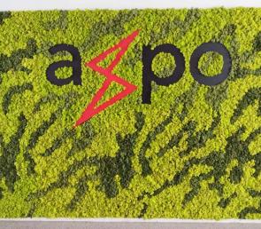 Moss mix of two colors and company logo
