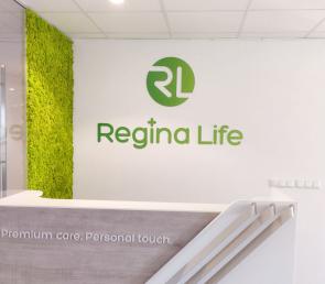 Green interior branding in Dubai, Regina Life Clinic