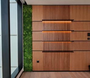 Mixed moss green wall in Dubai, Al Habtoor Tower